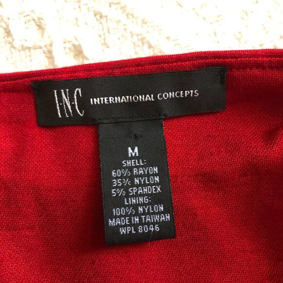 INC Red Fit & Flare Mini Dress Square Neck Sleeveless M Holiday Party Date Night - Picture 7 of 13